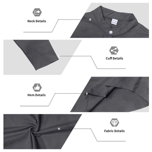 Détails du t-shirt Henley gris foncé pour homme montrant la texture du tissu polyester