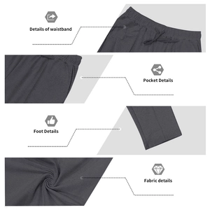 Détails du jogging gris foncé avec taille à cordon, poches et texture du tissu en gros plan