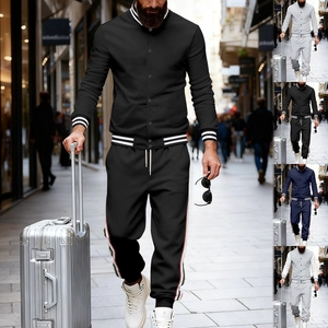 Ensemble de survêtement pour homme avec veste de baseball à rayures et pantalon jogging
