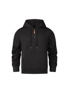 Men Sport Hoodie Half Zipper Polyester Pullover Long Sleeve Casual Sweatshirt With Kangaroo Pocket Drawstring Hood Men