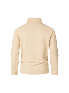 Men's 300g polar fleece half-zip jacket with standing collar in beige for autumn and winter