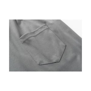 Close-up of high-quality stitching and breathable grey mesh fabric on men's shorts