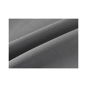 Macro detail of gray breathable mesh fabric showing moisture-wicking texture