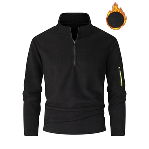 Men's Polar Fleece Quarter Zip Sweatshirt Stand Collar Outdoor Thermal Long Sleeve Top Tactical Pullover Jacket For Men Casual Autumn Winter