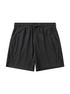 Men's black mesh sports shorts with drawstring elastic waist for gym and fitness training