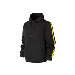 Men's Hooded Sweatshirt Polyester Striped Long Sleeve Sports Hoodie Casual Pullover With Kangaroo Pocket Comfortable Outerwear For Men