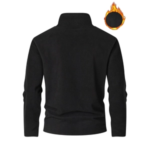 Men's thermal fleece half-zip jacket in black with heat retention detail on back view
