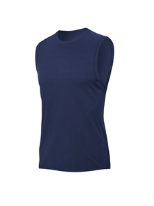 Navy blue quick-dry athletic tank top for men with breathable mesh fabric for running