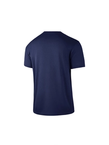 Navy blue short sleeve quick-dry t-shirt for men with a classic round neck back view