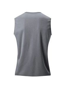Back view of men's grey quick-dry mesh fabric sports tank top with breathable holes
