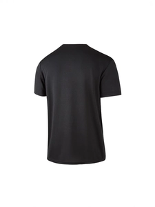 Men's solid black quick-dry short sleeve t-shirt back view in breathable mesh fabric