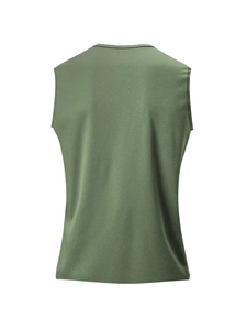 Men's breathable mesh athletic tank top in olive green, rear view sports vest
