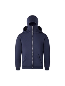 Sweat à capuche bleu marine pour homme avec masque intégré et fermeture éclair intégrale