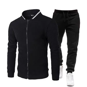 Chándal para Hombre Top And Bottom de Mezcla de Algodón y Poliéster Acolchado con Forro de Felpa Conjunto de Jogging para Deporte Ropa Casual Diaria