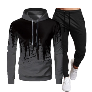 Men's Casual Sports Hoodie And Jogger Pants Tracksuit Polyester Cotton Blend Gradient Splash Ink Printed For Spring Autumn