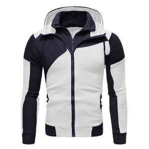 Sweat à capuche bicolore marine et blanc pour homme avec double fermeture éclair