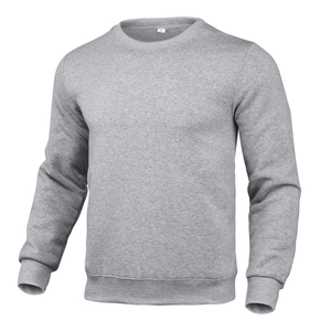 Classic light grey crewneck sweatshirt in soft cotton blend with ribbed cuffs and hem