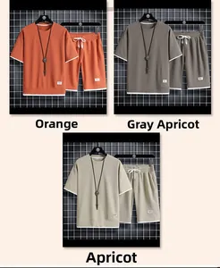 Detailansicht der Waffelstruktur Sport-Sets in Orange, Grau-Aprikose und Aprikose Farben