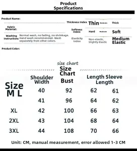 Size chart for men's slim fit knit sweater with detailed measurements and washing guide