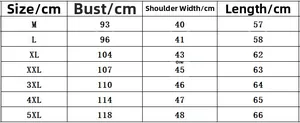 Detailed size chart for men's hooded vest featuring measurements from M to 5XL in centimeters