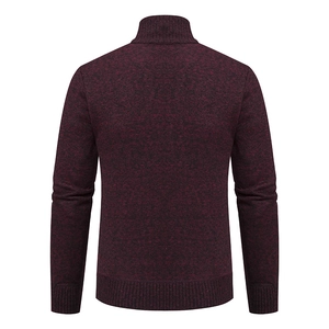 Close-up showing the premium wine red cable knit texture and ribbed cuff on the men cardigan