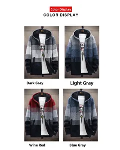 Cardigan da uomo con cappuccio disponibile nei colori grigio scuro, grigio chiaro, bordeaux e blu