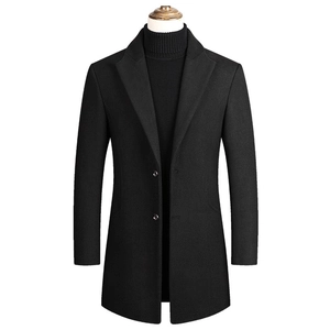Manteau en Laine Mi-Long Décontracté pour Hommes Boutonné Simple Revers Trench-coat d'Hiver Slim Fit Vêtements d'Extérieur d'Affaires