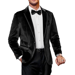 Slim fit black velvet tuxedo jacket with peak lapels for weddings and formal parties
