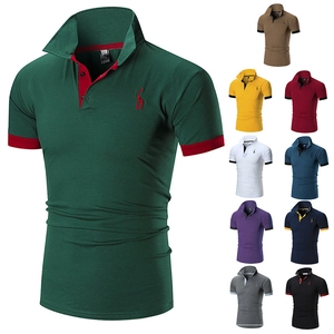 Short sleeve polo shirt for men in dark green with embroidery and multi-color options