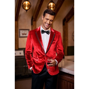 Blazer da Uomo di Lusso in Velluto Dorato Vestibilità Slim Revers a Dente Bottone Singolo Giacca per Matrimonio Banchetto Festa