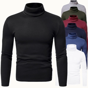 Men's Turtleneck Long Sleeve T-Shirt Fleece Lined Warm Base Layer Slim Fit Polyester Casual Business Pullover Top