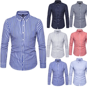 Camicia da Uomo Casual Business a Righe a Manica Lunga in Poliestere con Colletto a Punta e Revers Formale per Ufficio Lavoro Quotidiano Moda Abbigliamento
