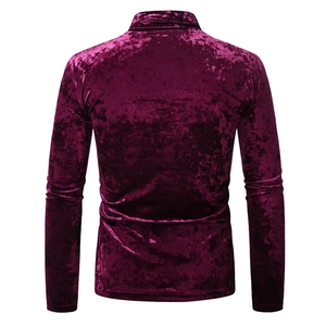 Detailed back view showing the embossed velvet texture of the slim fit turtleneck top