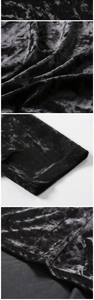 Macro detail of men's velvet T-shirt showing sleeve cuffs and premium fabric texture