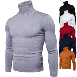 Maglione da uomo a collo alto slim fit in grigio e vari colori con trama a costine