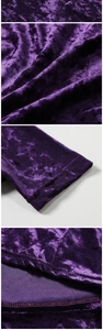 Close-up of premium purple velvet fabric texture and professional overlock stitching detail