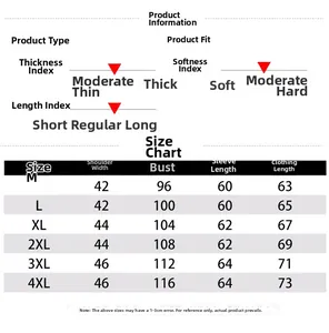 Detailed size chart for men's V-neck knit cardigan with chest and shoulder measurements