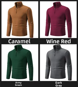 Detailansicht der vier Farben des Herren-Rollkragenpullovers mit halbem Reißverschluss