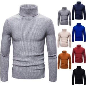 Maglione a dolcevita da uomo slim fit con trama a coste in vari colori a tinta unita