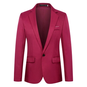 Slim fit bordeauxrode casual blazer voor heren met klassieke revers en een enkele knoop