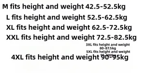 Size recommendation chart for men's shorts from size M to 5XL based on weight