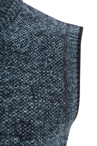 Detailed view of the ribbed armhole and textured knit fabric on the men's vest