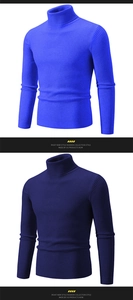 Detailed close-up showing the ribbed knit texture and turtleneck design of men's sweater