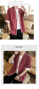 Detailed macro view of burgundy linen cardigan with classic Chinese frog buttons and cuffs