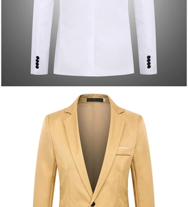 Detail of slim fit blazer cuffs with four decorative buttons and notched lapel finish
