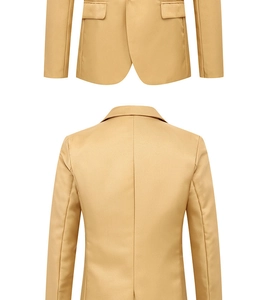 Detail view of khaki business blazer showing pocket stitching and slim fit tailoring