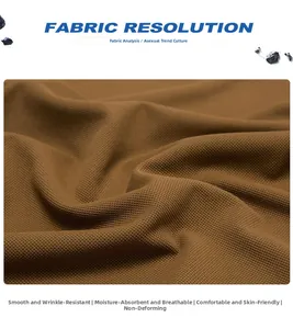 Close-up detail of breathable tan piqué knit fabric texture with high durability