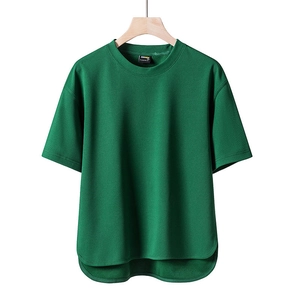 Dark green loose fit short sleeve t-shirt with Cordura fabric and high-low hem