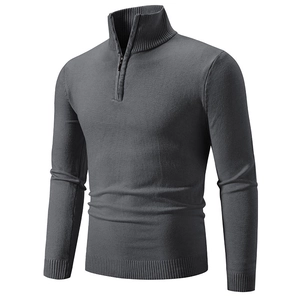 Herren Slim Fit Halbreißverschluss Rollkragen Pullover Gestrickt Lässig Einfarbig Langarm Strickwaren Für Business Fashion