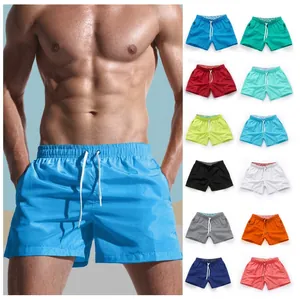 Bañador de Natación para Hombre Secado Rápido Pantalones de Playa Color Sólido Cintura Elástica con Cordón Pantalones Cortos Deportivos Casuales de Verano